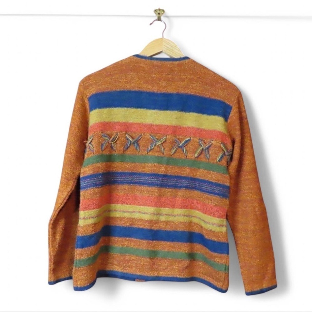 La Oveja Negra Wool Cardigan Sweater Size Medium Cozy Granola Boho - Picture 4 of 6